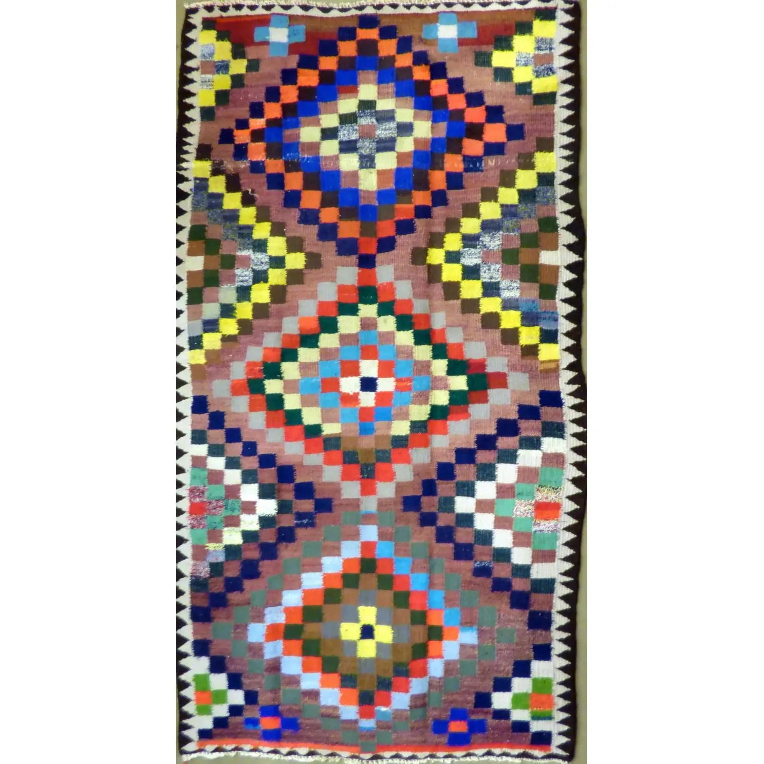 One Of The Kind Authentic Hand-Knotted Sanandaj Vintage Kilim 8'9" X 4'2"